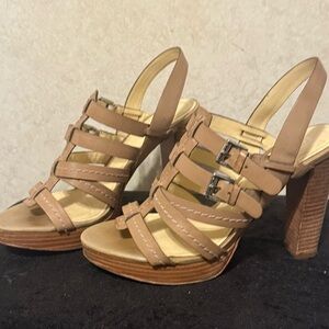 Coach Tan Strappy Heels
